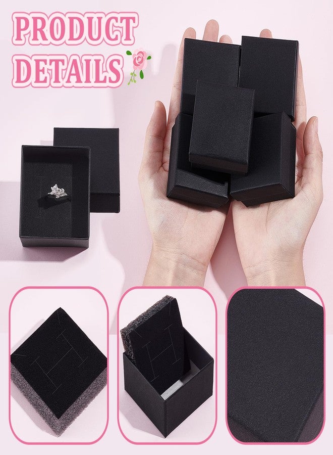 twinklemon 100PCS Ring Box Bulk Kraft Jewelry Gift Boxes 2’’ × 2’’ × 1.2’’ Small Earring Packing Boxes Square Cardboard Jewelry Box with Foam for Selling Weddings Valentine Birthday Business (Black) - Image 4